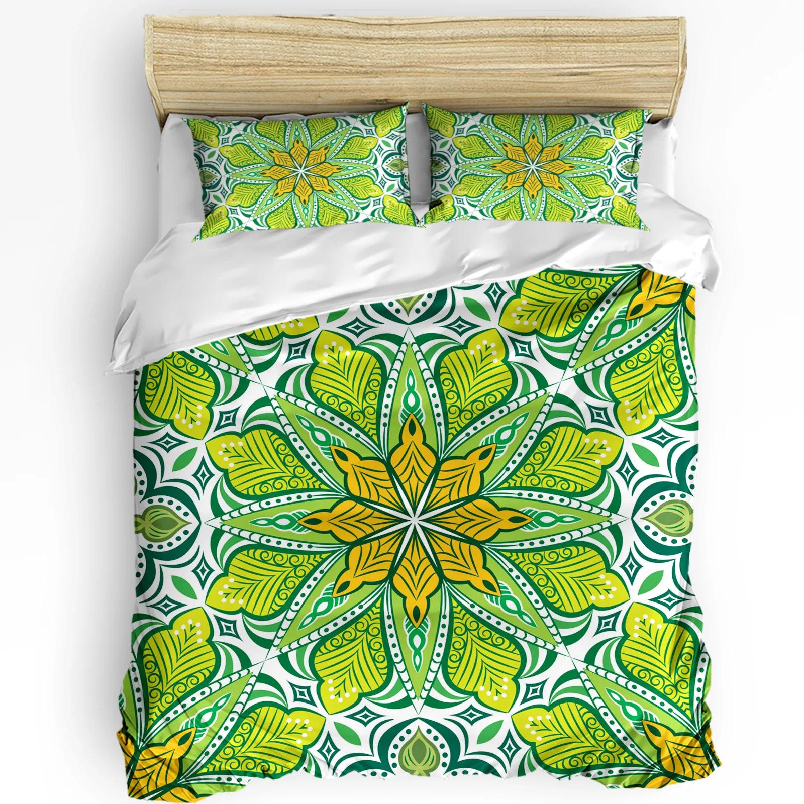 Green Geometric Flower 3pcs Couple Duvet CoverPillow Case Custom Comforter Bedding Set Quilt Cover Double Bed Home T